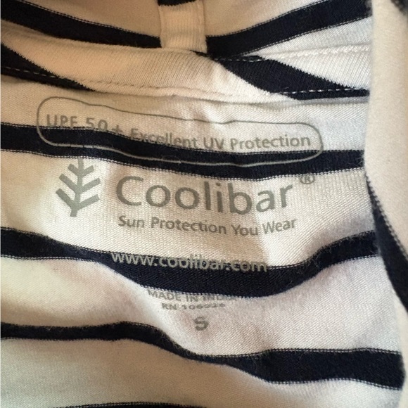 Coolibar UPF 50+ Beach Hoodie | Blue & White Stripe | Crossover Back | Size S - Picture 9 of 11
